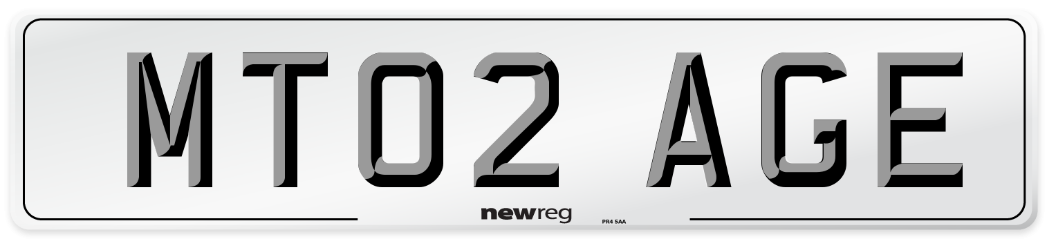 MT02 AGE Number Plate from New Reg